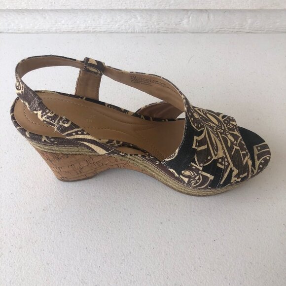 Naturalizer N5 Comfort Lulianna Coated Linen Slingback Cork Wedge Size 9M - Picture 8 of 15